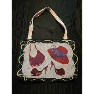 Red Hat Society Paint the Town Red Tapestry Shoulder Tote Bag Lined Made in USA